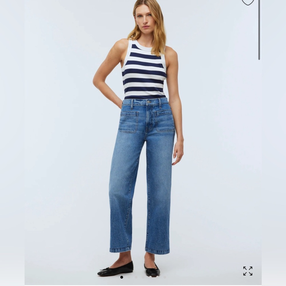 Madewell NWOT Emmett wide leg crop size 27P - medium wash with patch pockets